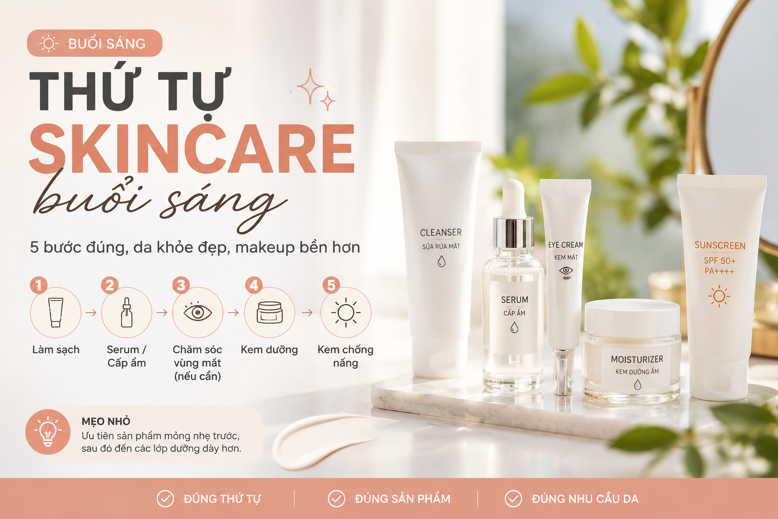 Đừng bôi skincare theo cảm tính: Đây mới là thứ tự đúng cho buổi sáng