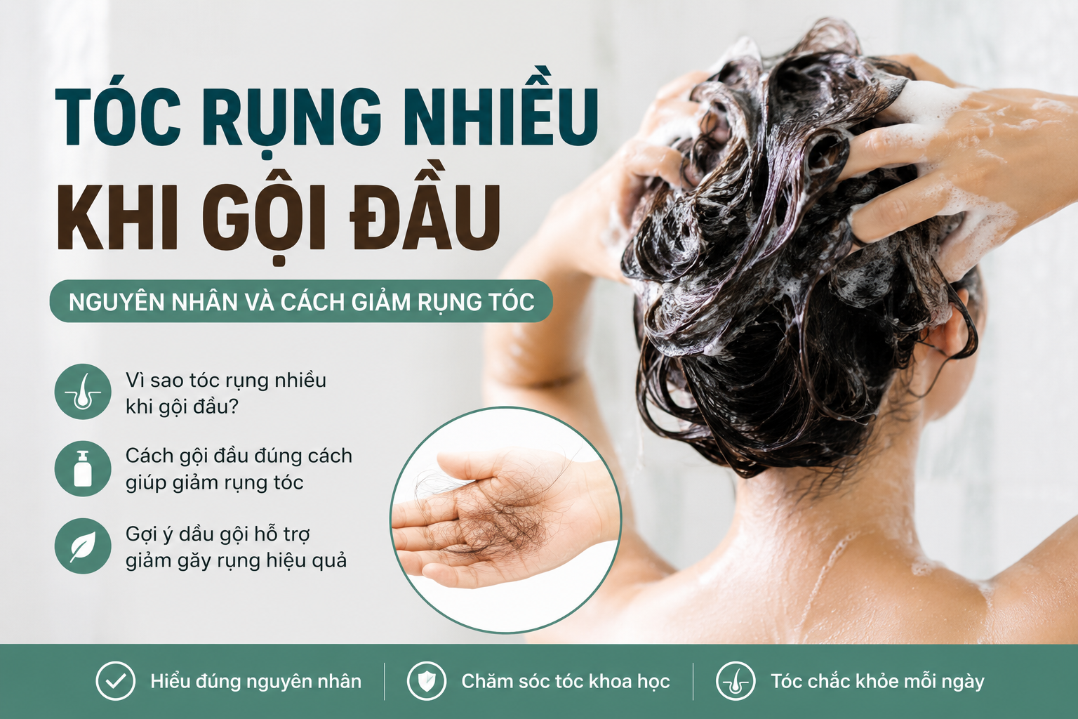 Tóc rụng nhiều khi gội đầu: nguyên nhân và cách giảm rụng tóc